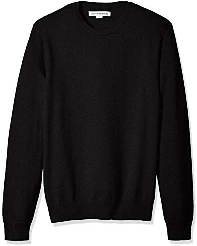 Amazon Essentials Men's Long-Sleeve Crewneck Sweater, 100% Cotton, Big & Tall Options Available, Black, XX-Large Big Tall