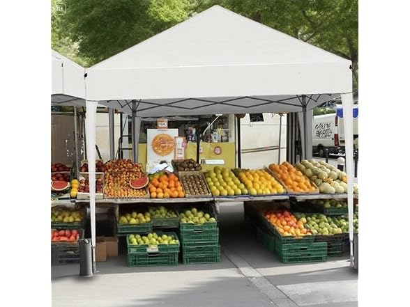 SANUMY 10x10 Pop Up Canopy – Easy Setup, Silver White