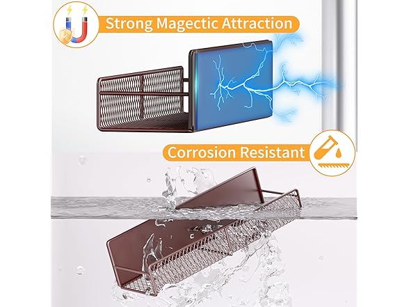 DTUQYX Magnetic Spice Rack for Refrigerator, 4 Pack Brown