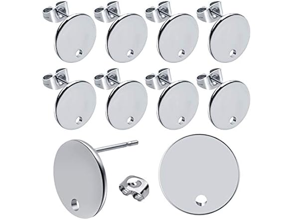 Aylifu 12mm Stud Earring Findings, 20pcs