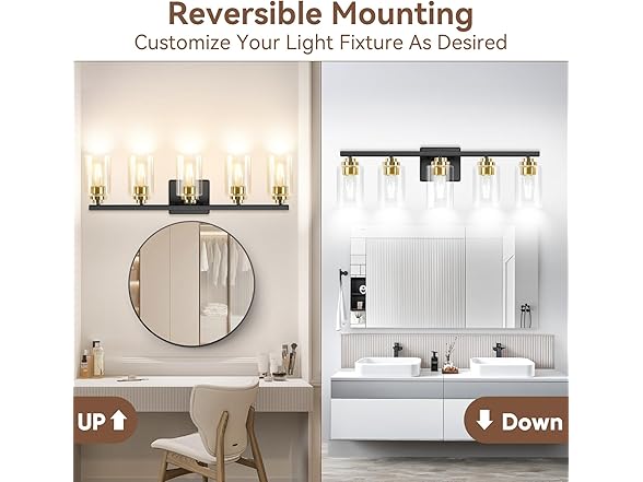5-Light Bathroom Light Fixtures, 31" Modern Vanity