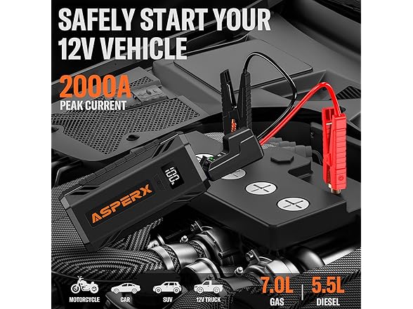 ASPERX Car Jump Starter, 2000A