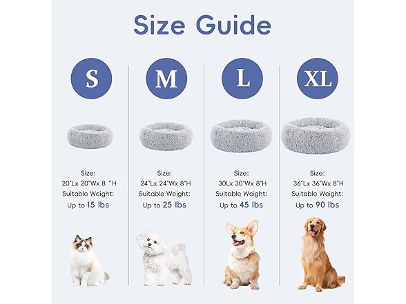 FluffyDream 24" Donut Dog Bed, Grey