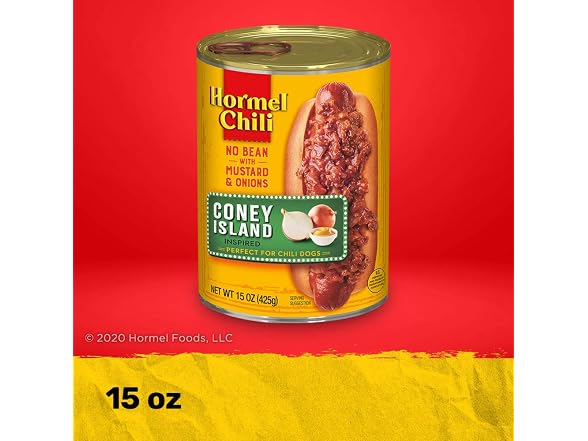 Hormel Coney Island Chili, No Bean with Mustard an