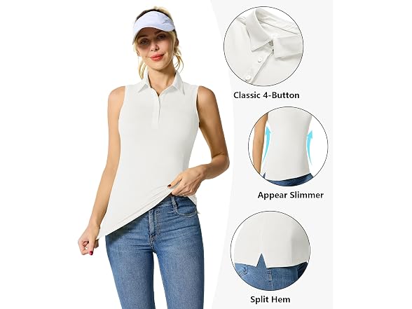 Casei Women (M) Sleeveless Golf Polo Shirt Dry Top