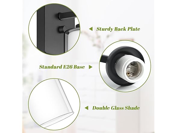 VerRon Set of 2 Wall Sconces, Black