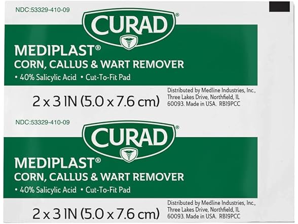 Curad Mediplast Corn Callus Wart Remover Pads 25ct