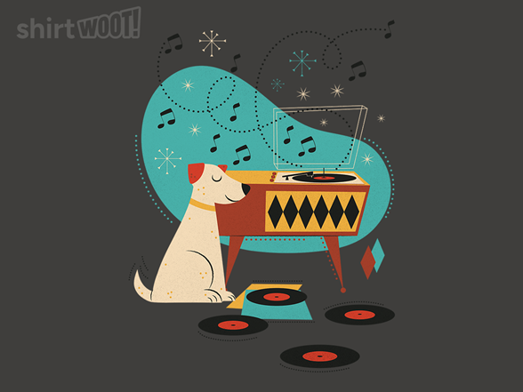 Dog Listening to Music Records