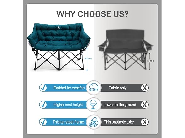 EVER ADVANCED Green Double Camping Chair