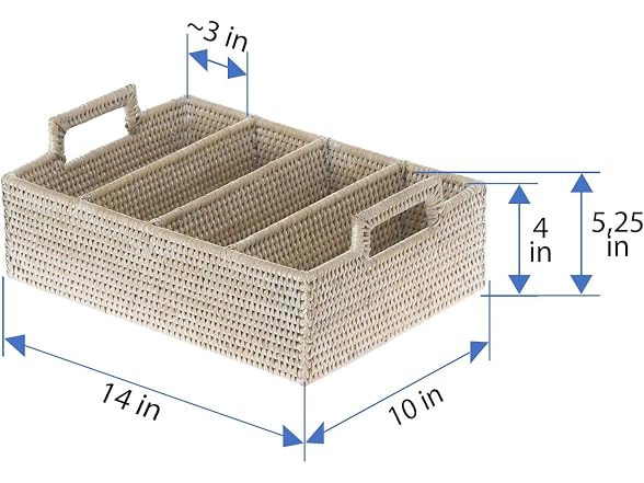 KOUBOO Lo Jolla Rattan Flatware Tray, White Wash