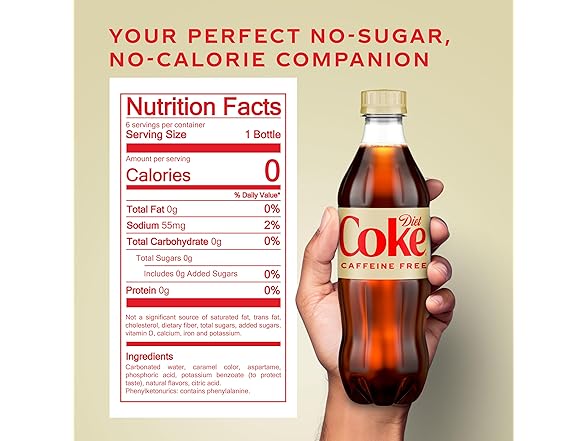 6PK Diet Coke Caffeine Free Soda 16.9 oz