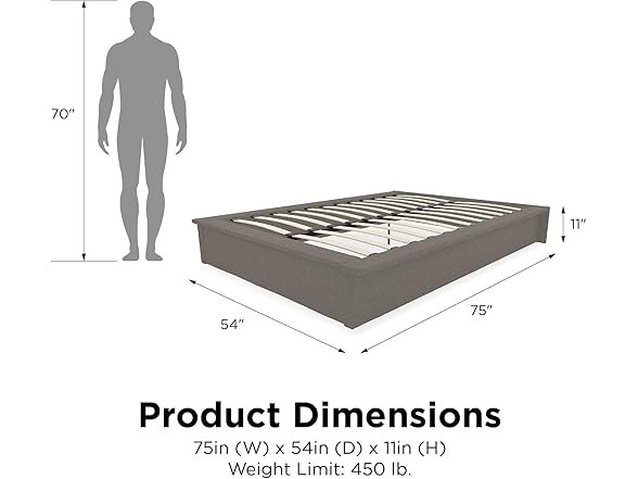 DHP Maven Upholstered Platform Bed with 11 Inch Height