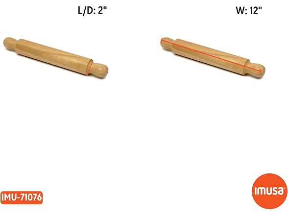 IMUSA 12.5 Inch Wood Rolling Pin for Baking