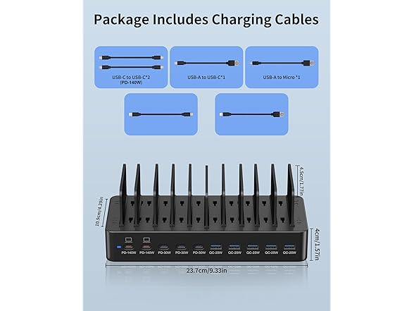 10-Port USB C Fast Charger Station | 600W