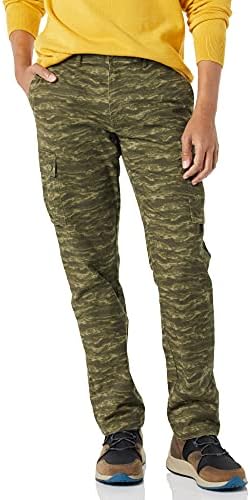 Amazon Essentials Men's Straight-Fit Stretch Cargo Pant (Available in Big & Tall), Olive Camouflage, 31W x 34L