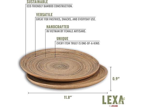 LEXA 12" Bamboo Round Serving Tray Set