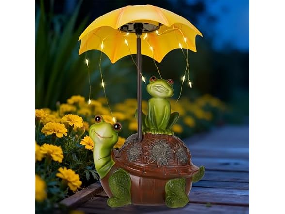 Paxato Solar Garden Statues Decor Turtle