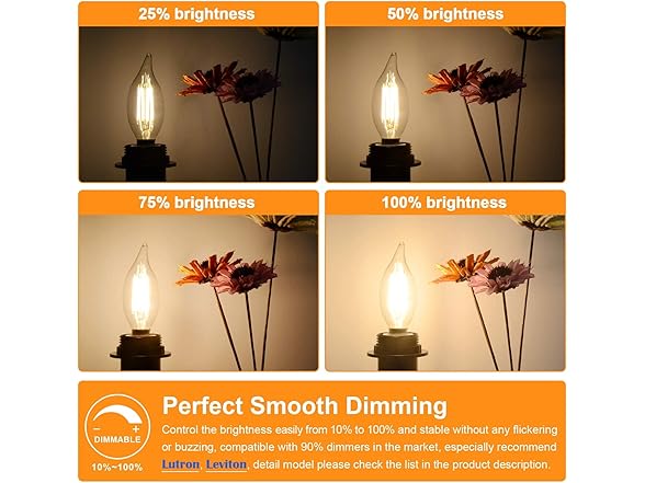 TOBUSA Dimmable E12 Candelabra LED Bulbs 6W 2700K