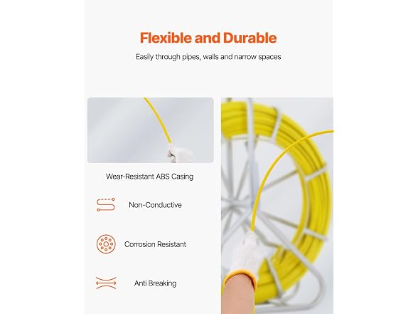 Fish Tape Fiberglass, 656 ft, 1/4 inch, Duct