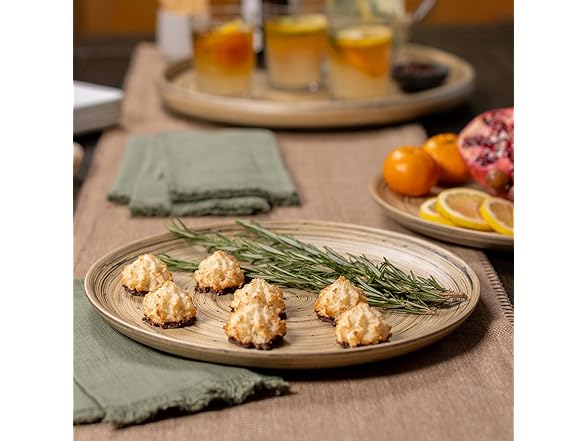 LEXA 12" Bamboo Round Serving Tray Set