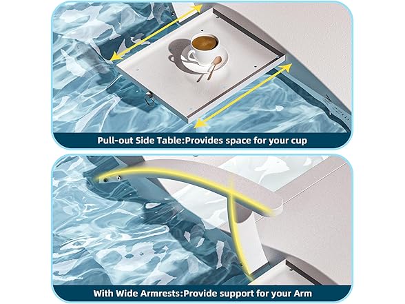 Sun Tanning Lounge Chair with Tray & Towel Ledge