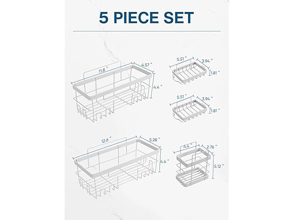 Cobbe Adhesive Shower Caddy 5-Pack