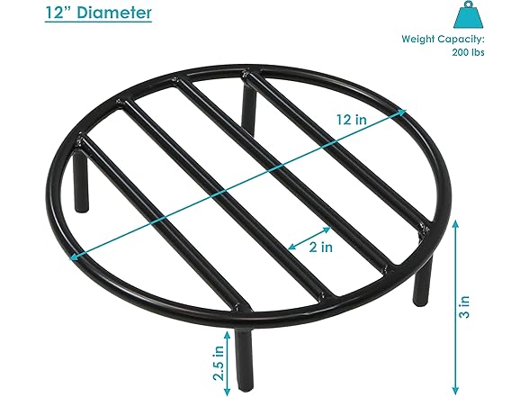 Sunnydaze Decor NB-RG12-INV Firewood Log Grate - 12in Blk
