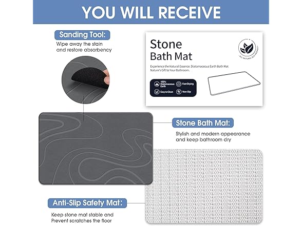 Veeloim BC1286825070005 Stone Bath Mat