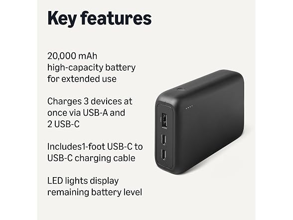 Amazon Basics High-Capacity Portable Charger Power Bank