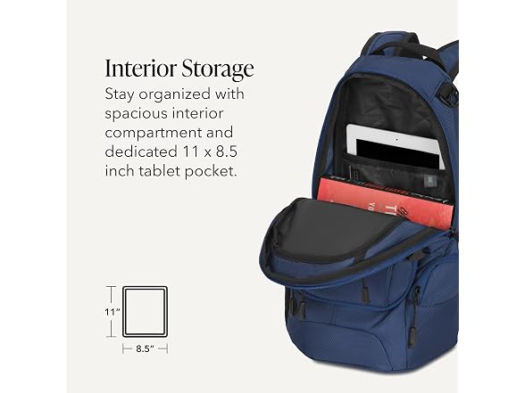 SWISSGEAR Backpack, Slim Profile, Navy Ballistic,15.9L, 18-Inch