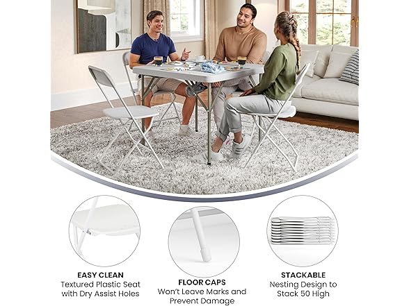 Flash Furniture Hercules Set of 10 Indoor/Outdoor Heavy-Duty Plastic Folding Chairs