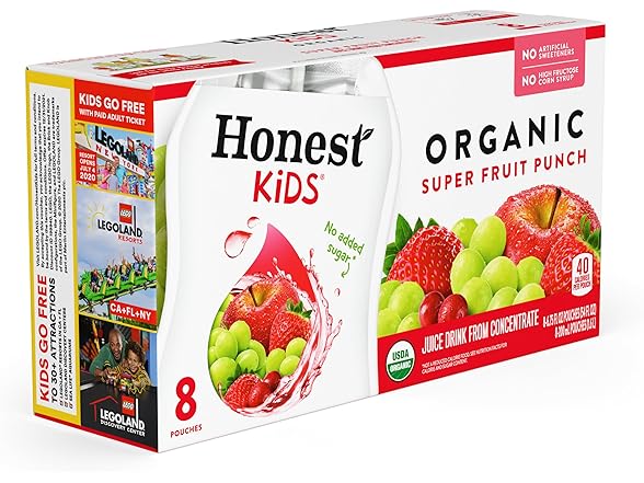8PK Honest Kids, Organic Super Fruit Punch, 6.75 Oz