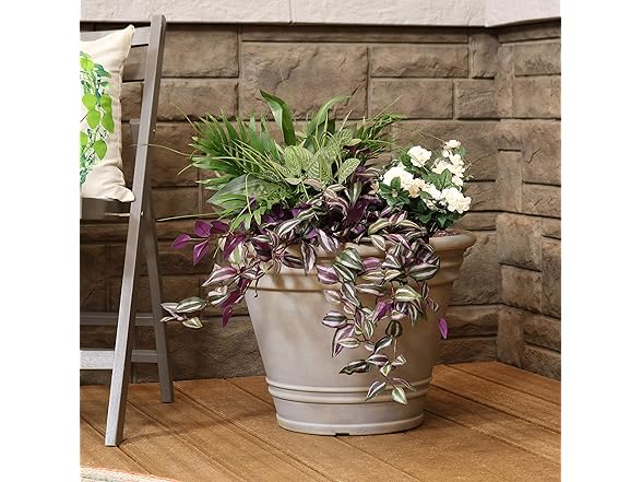 Sunnydaze 20-Inch Franklin Large Plant Pot  - Beige