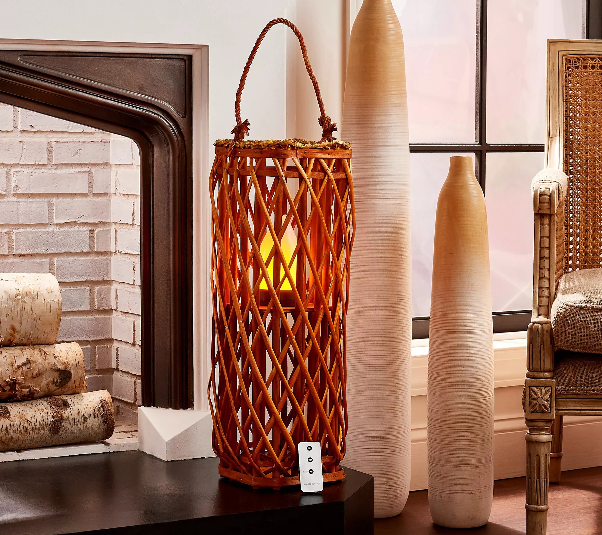 Barbara King 23" Square Wicker Lantern - Gallery 7