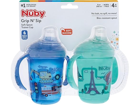 Nuby No-Spill Two Handle Baby’s First Soft Spout Cup