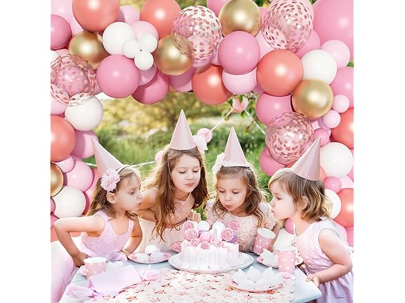 140Pcs Rose Gold Pink Balloons Garland Arch Kit