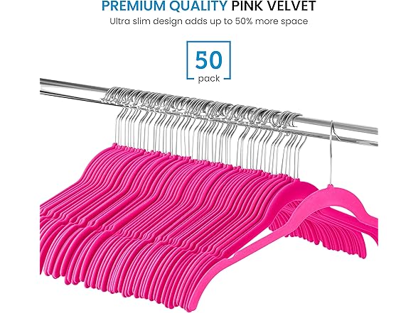 Zober Velvet Hanger 50Pk - Choose Color