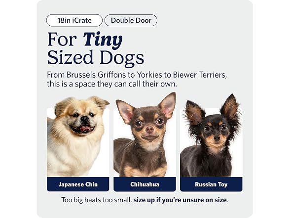 Midwest 18-Inch Double Door iCrate, for Tiny Breeds