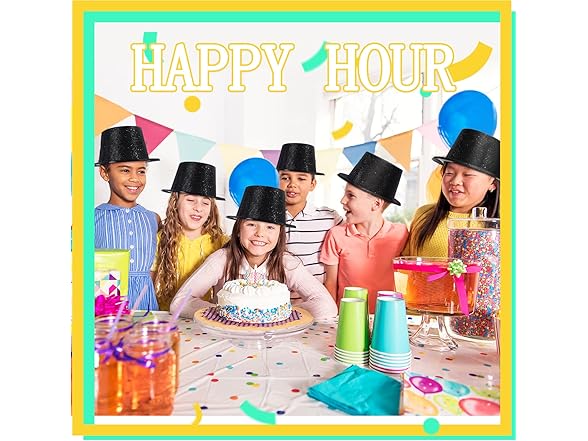 12 Pack Glitter Top Hats Costume Party