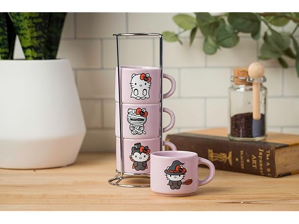 Hello Kitty Halloween 4Pk Mug Set w/Rack