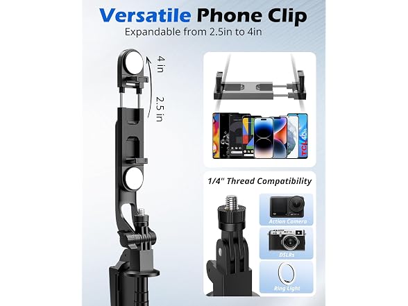 UBeesize 64'' Extendable Selfie Stick Tripod with Light & Remote