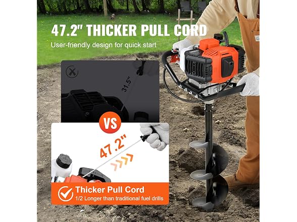 Post Hole Digger, 43cc 1250W Auger Post Hole