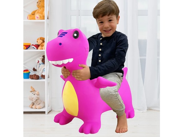 BounceZiez Inflatable Bouncy Ride-On Hopper - Purple Dino