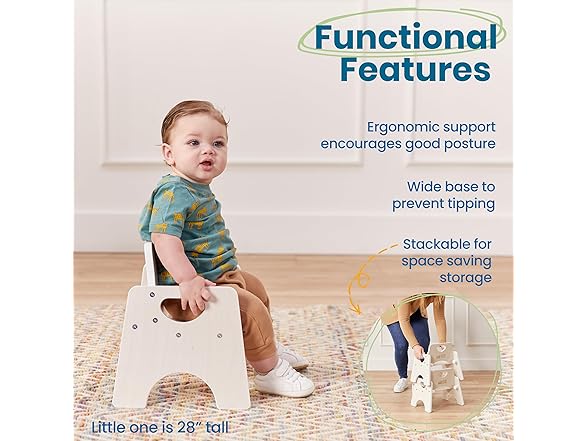 ECR4Kids Wooden Toddler Chair, 2Pk