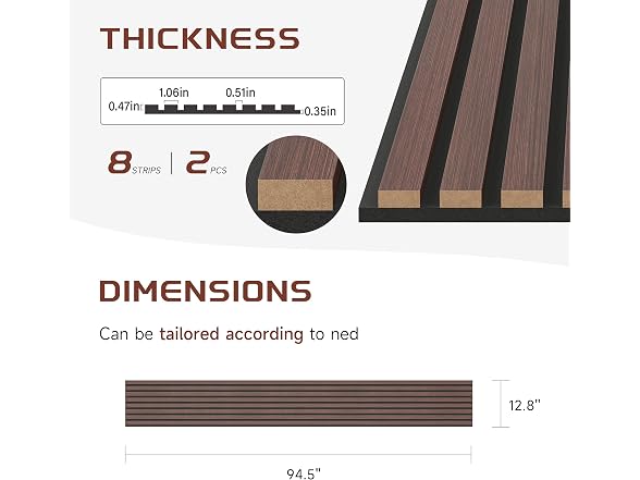 POHARE Wood Slat Wall Panels 2Pk Walnut