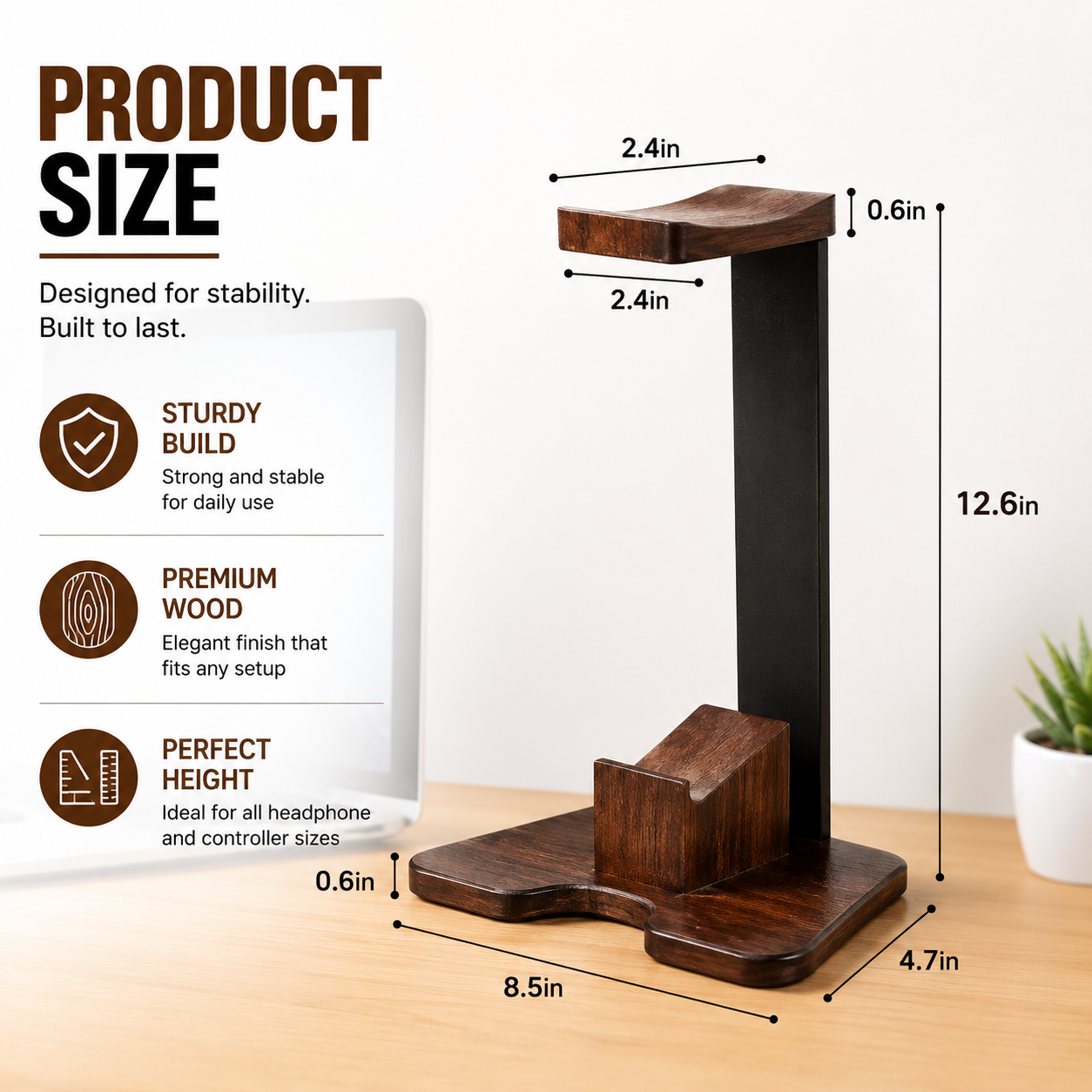 Wood Headset Stand for Desk - Gallery 6