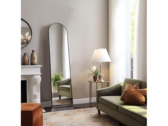 Homee Arched Full Length Mirror, 59"x 16" Black