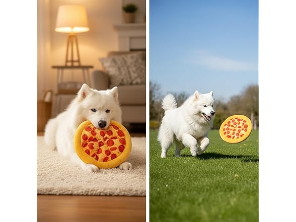 OOGIFCHE (2 Pack) Dog Toy Pizza Plush