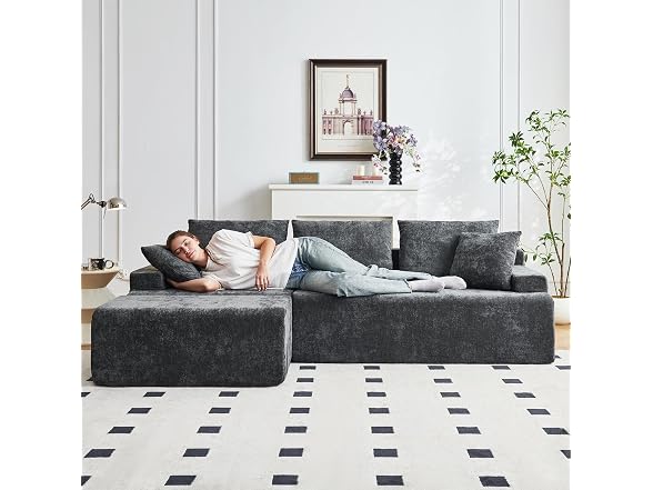 Ayovoch Boneless Couch, L Shaped Cloud Sectional Couches