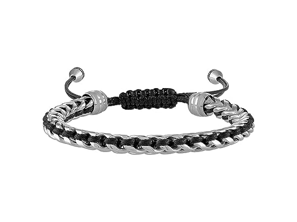 Bulova Men Classic Beaded Polished Steel Bracelet